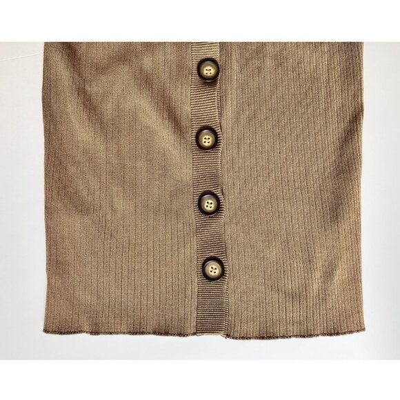Ronny Kobo Elanna Button Front Midi Bodycon Dress Khaki Brown Size Large - Picture 6 of 9